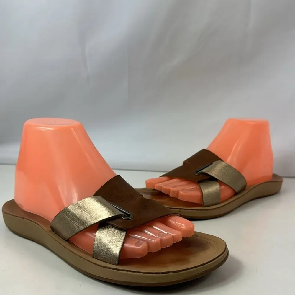 OLUKAI Nonohe Olu Golden Brown Leather Slide Women’s Sandals